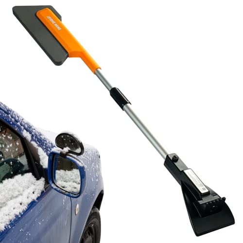 Coxeer Ice Scraper for Car Windshield, Snow Brush and Scraper for Car with Detachable ABS Ice Squeegee and EVA Sponge Brush, 37 Inch Extendable Car Snow Cleaner Scratch Free Removal Tool