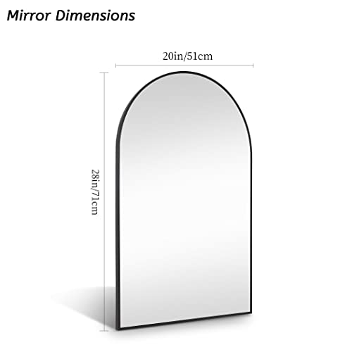 COFENY Arched Mirror, 20"x28" Black Bathroom Mirror with Metal Frame, Wall Mounted Mirrors Decor Modern Dresser Mirror for Bedroom Living Room Entryway