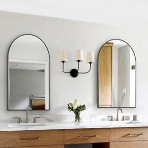 COFENY Arched Mirror, 20"x28" Black Bathroom Mirror with Metal Frame, Wall Mounted Mirrors Decor Modern Dresser Mirror for Bedroom Living Room Entryway