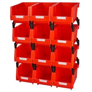 aercana shop stackable organizer bins parts bin shelf storage bin garage storage bins(red,pack of 12)