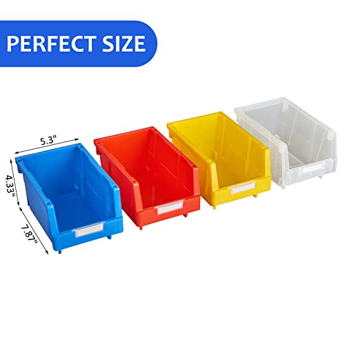 AERCANA Shop Stackable Organizer Bins Parts Bin Shelf Storage Bin Garage storage bins(Red,Pack of 12)