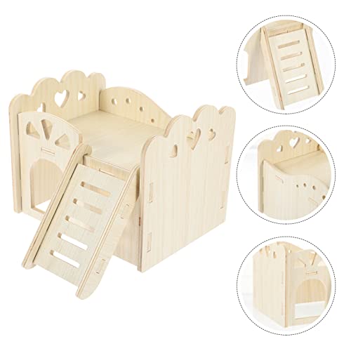 PATKAW 2 Pieces Small Animal House Wooden Hamster Nest Wooden Hamster Cage Small Animal Hideout Mouse Habitat Sleeping