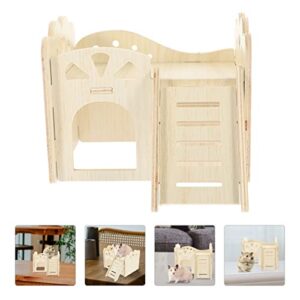 PATKAW 2 Pieces Small Animal House Wooden Hamster Nest Wooden Hamster Cage Small Animal Hideout Mouse Habitat Sleeping