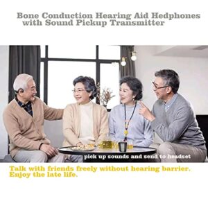 Wireless Bone Conduction Hearing Assist Impaired Headsets with Hearing Mic Sound Transmitter -Wireless TV Listening Headphones Earphones for Seniors & Elderly with Hearing Loss