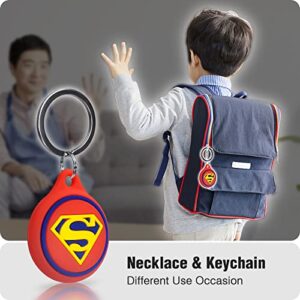 AirTag Holder for Kids [ 4 Pack ] Cute Cartoon Air tag Necklace Keychain for Kids & Adults, Soft Silicone Cover for AirTags with Key Ring Red & Yellow