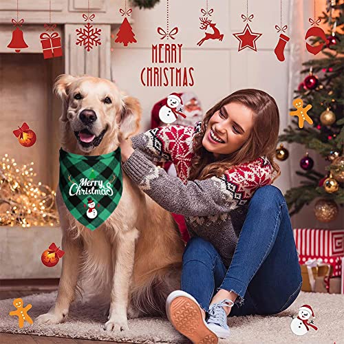 JOTFA 4 Pack Christmas Dog Bandanas, Holiday Plaid Dog Puppy Christmas Bandana Scarf Christmas Dog Costume for Small Medium Large Dogs Pets