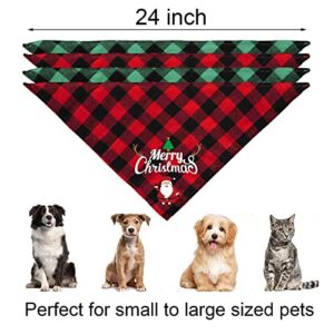 JOTFA 4 Pack Christmas Dog Bandanas, Holiday Plaid Dog Puppy Christmas Bandana Scarf Christmas Dog Costume for Small Medium Large Dogs Pets