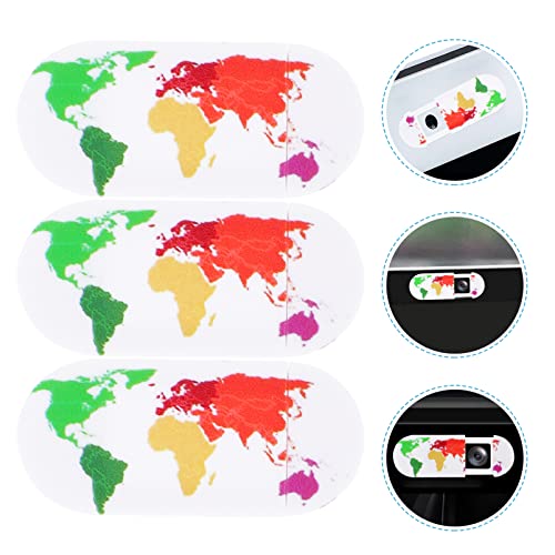 SOLUSTRE 3pcs Camera Cover Laptop Camera Cover Sliding Webcam Cover Webcam Cover Slide Slide, Map Pattern