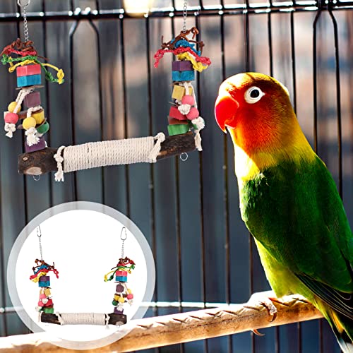 PATKAW Teething Toys Teething Toys Teething Toys 2 Pcs Bird Parrot Toys Parrot Stand Toy Hanging Bird Toys Parrot Swing Toy Chewing Toys Hanging Parakeet Toys Parakeet Toys Parakeet Toys