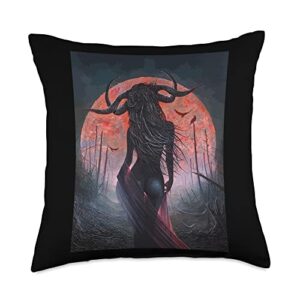 fairy grunge fairycore aesthetic goth horror art goth girl succubus psychobilly punk gothic throw pillow, 18x18, multicolor
