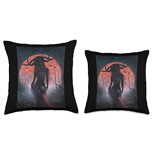 Fairy Grunge Fairycore Aesthetic Goth Horror Art Goth Girl Succubus Psychobilly Punk Gothic Throw Pillow, 18x18, Multicolor