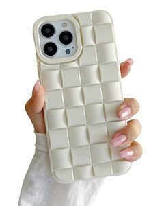 ginkgonut compatible with iphone 13 pro case for women/girls, cute 3d laid desgin soft silicone shockproof raised bumper corners case for iphone 13 pro（white）