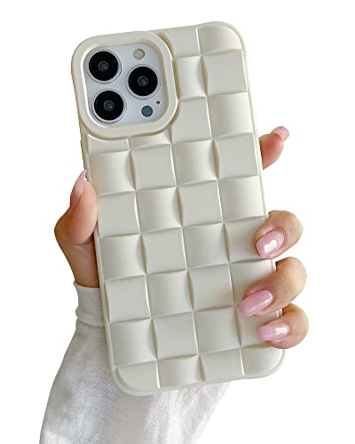 Ginkgonut Compatible with iPhone 13 Pro Case for Women/Girls, Cute 3D Laid Desgin Soft Silicone Shockproof Raised Bumper Corners Case for iPhone 13 Pro（White）