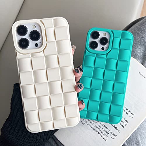 Ginkgonut Compatible with iPhone 13 Pro Case for Women/Girls, Cute 3D Laid Desgin Soft Silicone Shockproof Raised Bumper Corners Case for iPhone 13 Pro（White）