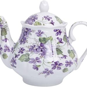 European Style Ceramic Teapot Coffee Pot Water Pot Porcelain Vintage Gift Tea Pot - Violets Flower