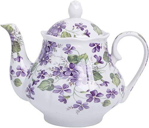 European Style Ceramic Teapot Coffee Pot Water Pot Porcelain Vintage Gift Tea Pot - Violets Flower