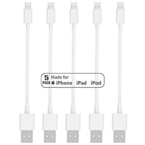 [apple mfi certified] short iphone charger 8inch 5 pack, lightning to usb cable fast iphone charging cables high speed data sync transfer cord for iphone 14/13/12/11 pro max/xr/xs/x/8/7/6/ipad/airpods