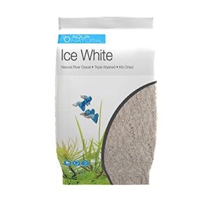 aqua natural ice white 10lb gravel substrate for aquascaping, aquariums, vivariums and terrariums 4-6mm, white