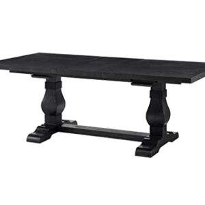 Martin Svensson Home Napa Solid Wood Black Trestle Extendable Leaf Dining Table