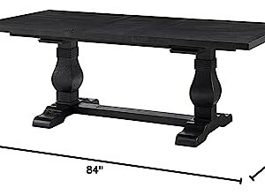 Martin Svensson Home Napa Solid Wood Black Trestle Extendable Leaf Dining Table