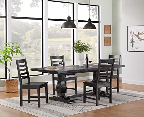 Martin Svensson Home Napa Solid Wood Black Trestle Extendable Leaf Dining Table