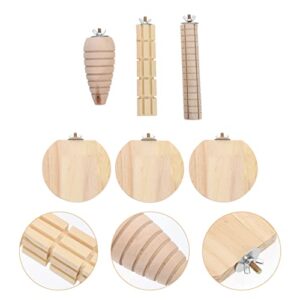 PATKAW Rabbit Toys Rabbit Toys 2pcs Hamster Cage Platform Small Animal Platform for Cage Hamster Wooden Pedals Wood Bird Perch Pedals Set: Small Bird Cage Accessories Bunny Toys