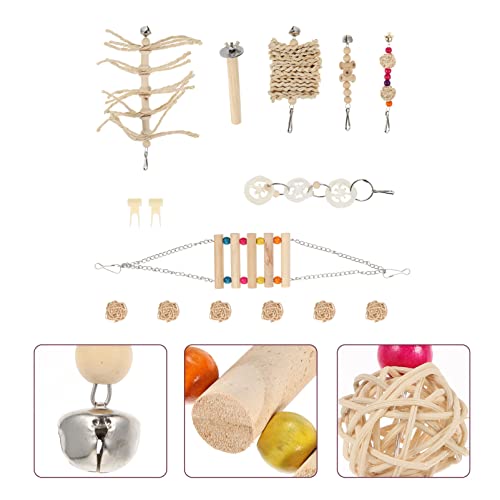 PATKAW Teething Toys Teething Toys Teething Toys 2pcs Bird Parrot Swing Parrot Swing Toy Bird Toy Set Wood Bird Toys Chewing Toys: 15pcs Teething Toy Wooden Toys Wooden Toys