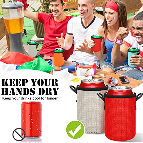 Dingion 7 Pieces 12oz Standard Can Sleeves with Shoulder Strap Covers Slim Insulated Beer Holder Non Slip Neoprene Colored Thermocoolers Insulators for Drink Beverage Cup, Colors