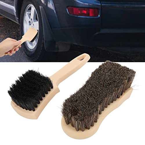 Tefola Horsehair Wheel Brush, Car Wheel Tire Cleaning Brush, Horsehair Interior Exterior for Leather Canvas Sensitive Fabrics