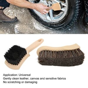 Tefola Horsehair Wheel Brush, Car Wheel Tire Cleaning Brush, Horsehair Interior Exterior for Leather Canvas Sensitive Fabrics