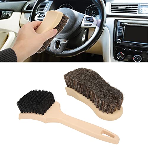 Tefola Horsehair Wheel Brush, Car Wheel Tire Cleaning Brush, Horsehair Interior Exterior for Leather Canvas Sensitive Fabrics