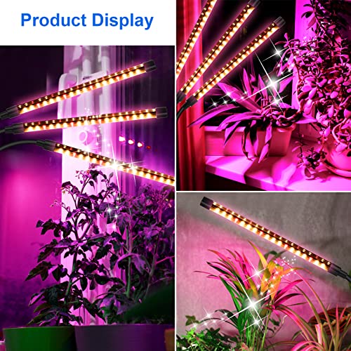 SYEIORAOM Grow Lights for Indoor Plants, 3 Head Desk Clip Full Spectrum LED Plant Lights, Adjustable Gooseneck, Horizontal Plant Lights for Indoor Plants (Three Heads Grow Lights)