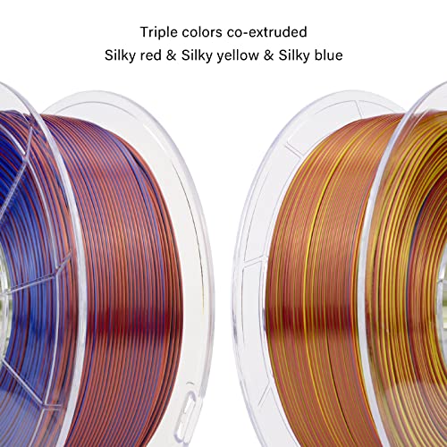 ZIRO PLA Filament Triple Color Coextrusion Silk 3D Printer Filament 1.75mm for 3D Printer & 3D Pen, Multicolor PLA Rainbow Filament, 1kg(2.2lbs),Aurora