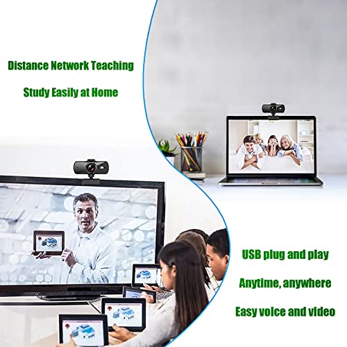 2K HD Webcam, Full HD Webcam with Microphone, 360° Adjustable & AF, with Privacy Cover, Plug and Play, USB Computer Camera for Conferencing, Video Calling, Game Live