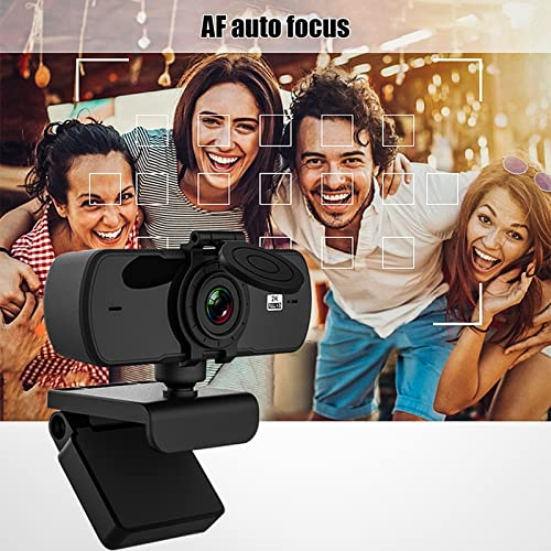 2K HD Webcam, Full HD Webcam with Microphone, 360° Adjustable & AF, with Privacy Cover, Plug and Play, USB Computer Camera for Conferencing, Video Calling, Game Live