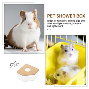 PATKAW Hamster Sand Bathtub Acrylic Clear Sand Bath Box with Wooden Lids Small Animal Shower Hideout Sand Bath Container for Chinchilla Gerbil Little Animal