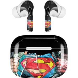 skinit decal audio skin compatible with apple airpods pro - officially licensed warner bros superman s shield design