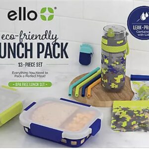 Ello Kids Lunch Box, Straws , Zip Bag and Water Bottle Lunch Pack Set 13-Piece - Lilac … (cashmere)
