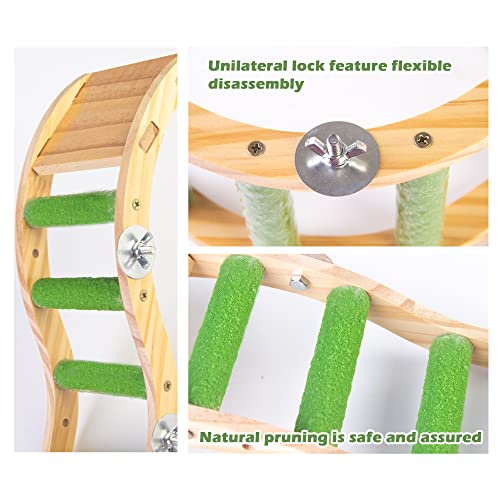 Bird Wooden Ladder Toy, Wood Parrot Bird Perch Climbing Bridge, Easy Assembly Parakeet Toys Bird Cage Accessories for Parakeets, Parrots, Finches