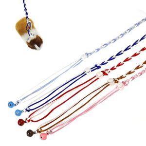 toysructin 5pcs hamster harness leash with bell, adjustable small animal training traction rope, colorful rat leash lead mini pet walking running ropes for hamster, rat, ferret, mouse, squirrels