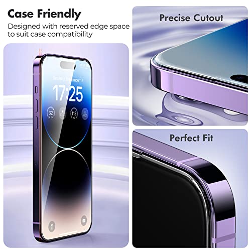 UNBREAKcable 3-Pack Screen Protector for iPhone 14 Pro, Shatterproof Tempered Glass [Easy Installation Frame] [9H Hardness] for iPhone 14 Pro 6.1"