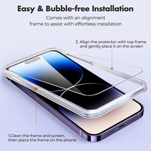 UNBREAKcable 3-Pack Screen Protector for iPhone 14 Pro, Shatterproof Tempered Glass [Easy Installation Frame] [9H Hardness] for iPhone 14 Pro 6.1"