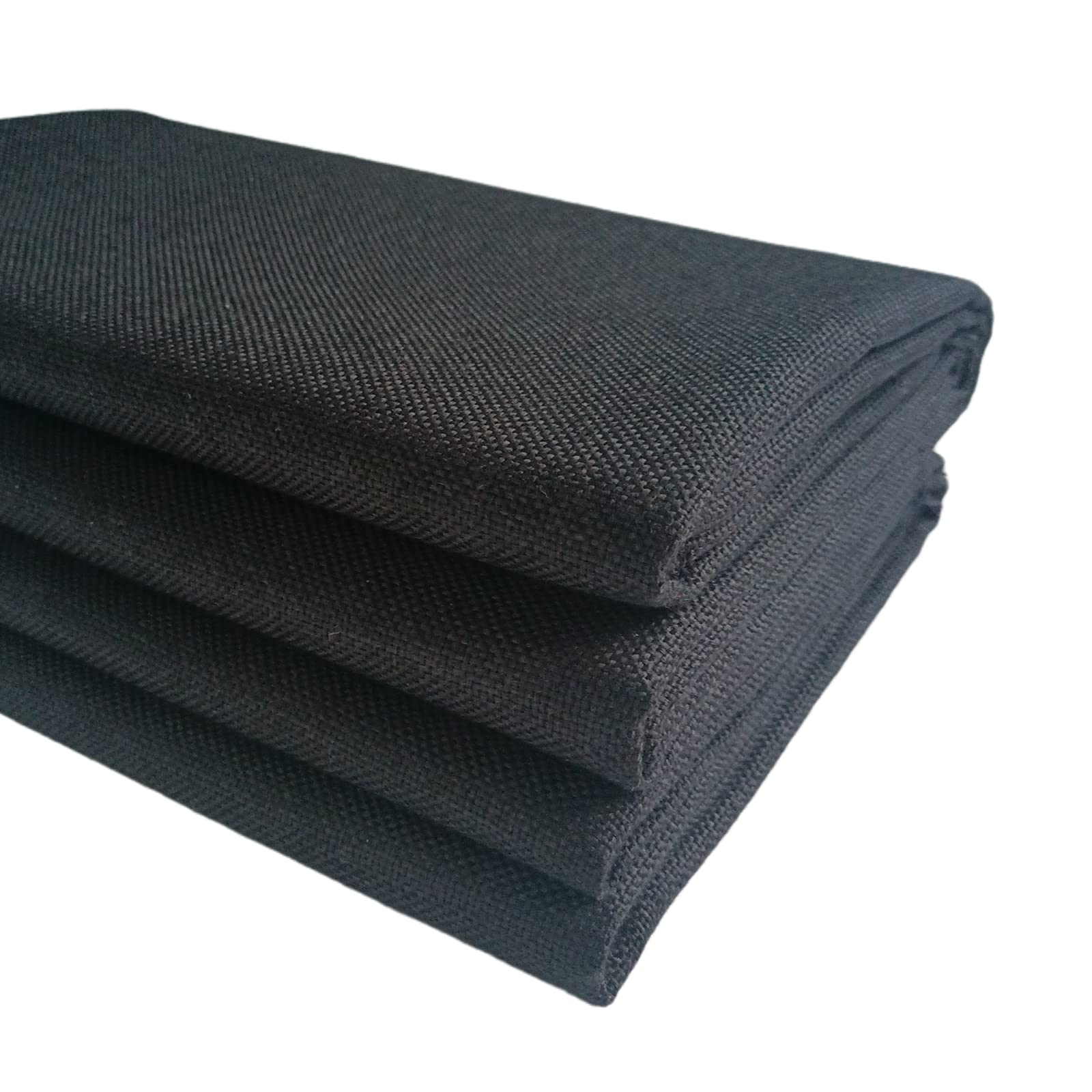 TinaKim Faux Bamboo Linen Upholstery Fabric, for Chairs Couch Settee Cover Material (Black, 3 Yards (57x 108 inch))