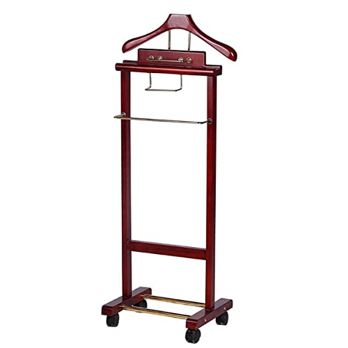 FOLREORP Suit Valet Stand Freestanding with Wheels with Top Tray Wardrobe Valet Contour Hanger Trouser Shoe Rack Tie & Belt Stand Organizer Easy to Assemble for Both Living Room and Bed Room…