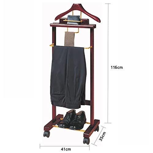 FOLREORP Suit Valet Stand Freestanding with Wheels with Top Tray Wardrobe Valet Contour Hanger Trouser Shoe Rack Tie & Belt Stand Organizer Easy to Assemble for Both Living Room and Bed Room…