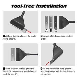 YOFOTHS Algae Scraper for Glass Aquariums Fish Tank Cleaner Tool with 10 Blades Aluminum Alloy Long Handle Tool-Less Installation 25.6inch/65cm