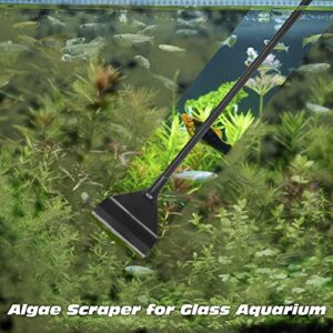 YOFOTHS Algae Scraper for Glass Aquariums Fish Tank Cleaner Tool with 10 Blades Aluminum Alloy Long Handle Tool-Less Installation 25.6inch/65cm