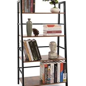 Oapety Bookshelf, 4-Tier Ladder Shelf Bookcase, Industrial Standing Shelf Storage Rack Storage Organizer Plant Stand, Open Display Shelves for Living Room, Kitchen, Bedroom, Home Office, Balcony…88