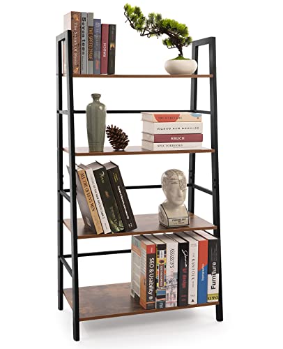 Oapety Bookshelf, 4-Tier Ladder Shelf Bookcase, Industrial Standing Shelf Storage Rack Storage Organizer Plant Stand, Open Display Shelves for Living Room, Kitchen, Bedroom, Home Office, Balcony…88