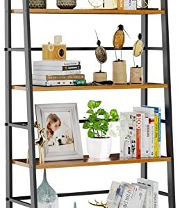 Oapety Bookshelf, 4-Tier Ladder Shelf Bookcase, Industrial Standing Shelf Storage Rack Storage Organizer Plant Stand, Open Display Shelves for Living Room, Kitchen, Bedroom, Home Office, Balcony…88